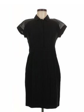 Ann Taylor Black Polo-Style Cap Sleeve Midi Dress